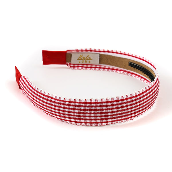 Halo Luxe Jocelyn Gingham Scalloped Headband - Red