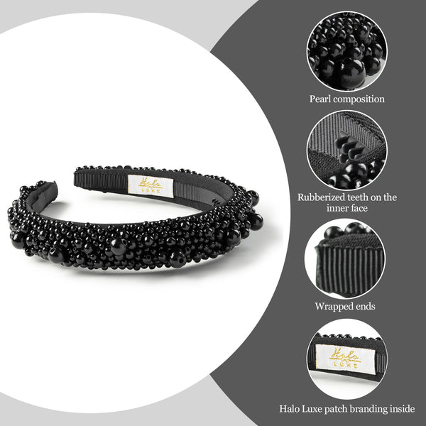 Halo Luxe Becca Pearl Headband - Black