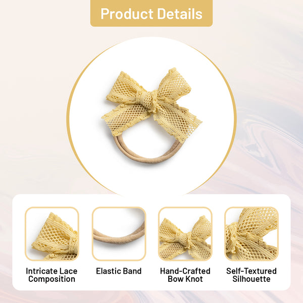 Halo Luxe Mae Lattice Lace Baby Headband - Lemon