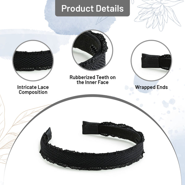 Halo Luxe Mae Lattice Lace Headband - Black