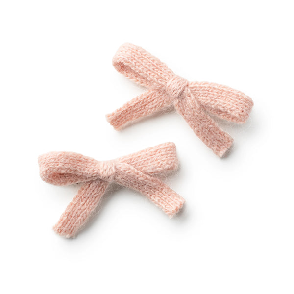 Halo Luxe Avery Ribbed Knit Double Clip Set - Ballet Slipper