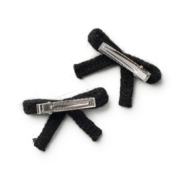 Halo Luxe Avery Ribbed Knit Double Clip Set - Black