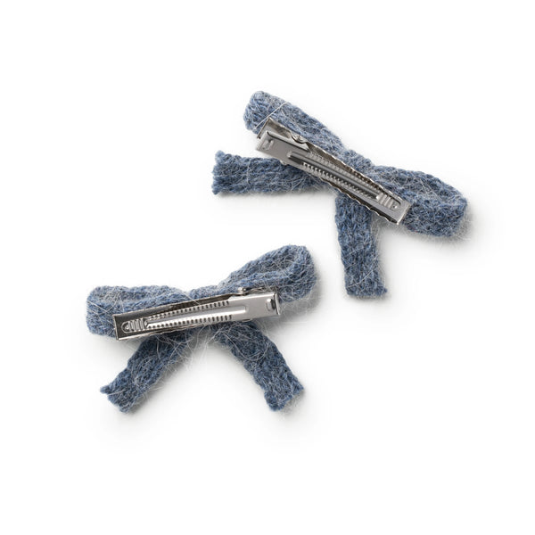 Halo Luxe Avery Ribbed Knit Double Clip Set - Chambray