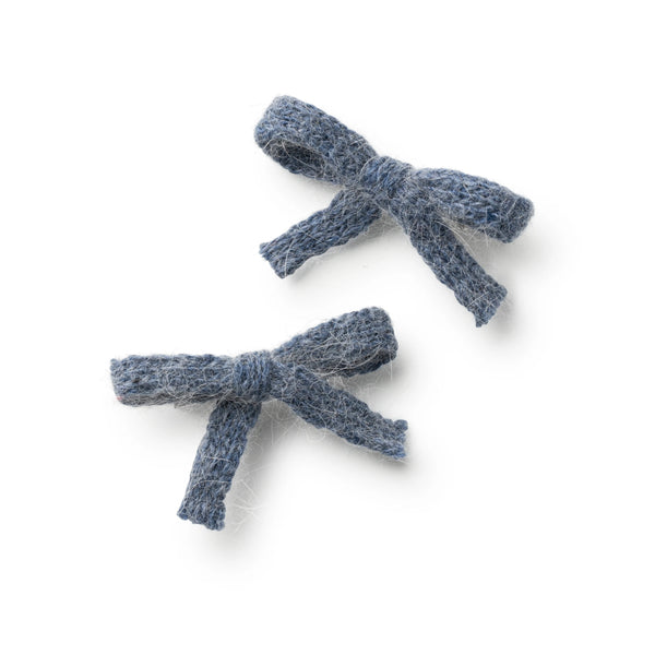 Halo Luxe Avery Ribbed Knit Double Clip Set - Chambray