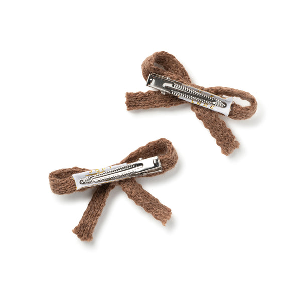 Halo Luxe Avery Ribbed Knit Double Clip Set - Chocolate