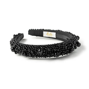 Black pearl headband with glossy beads