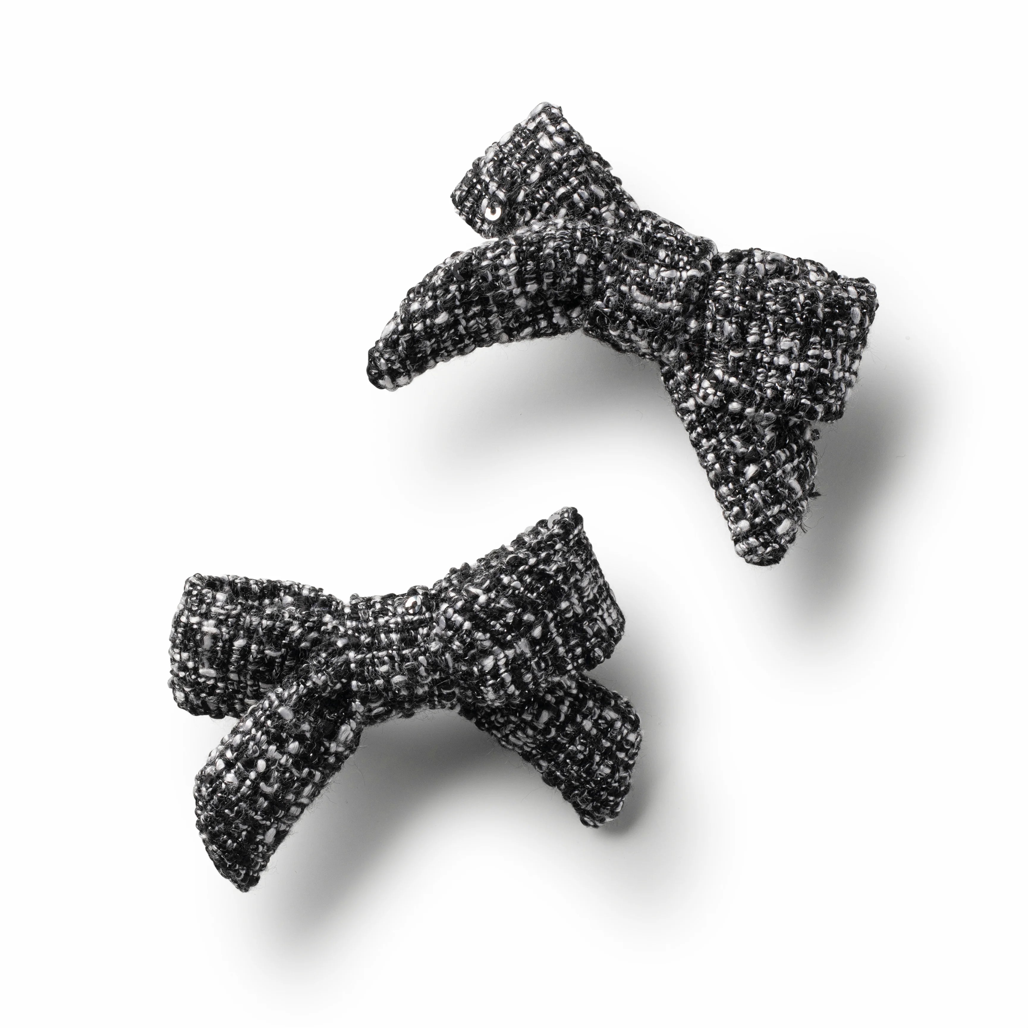 TWEED BOW HAIR CLIP BLACK