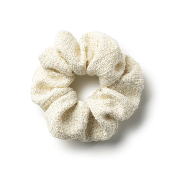 Halo Luxe Clara Tweed Scrunchie - Ecru