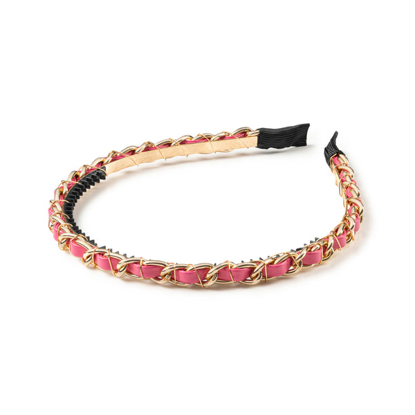 Halo Luxe Coco Gold Chain Headband - Raspberry