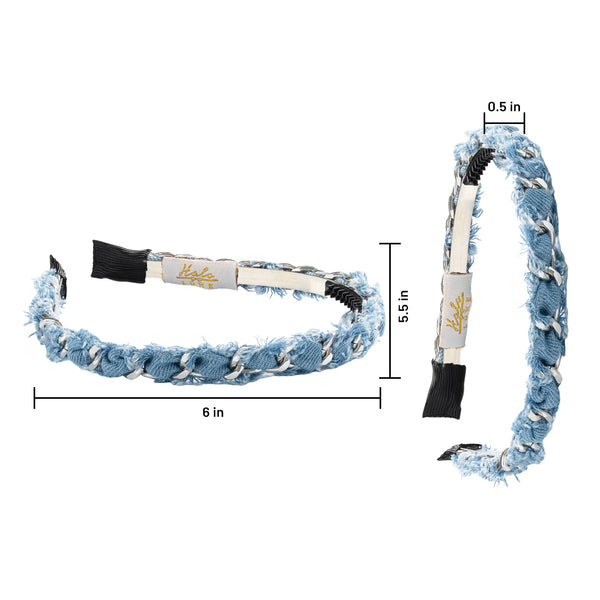 Halo Luxe Coco Silver Chain Headband - Light Blue Denim