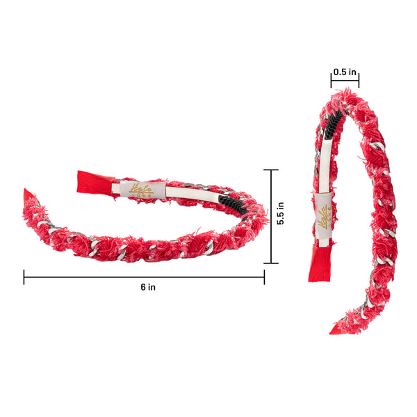 Halo Luxe Coco Silver Chain Headband - Red Denim