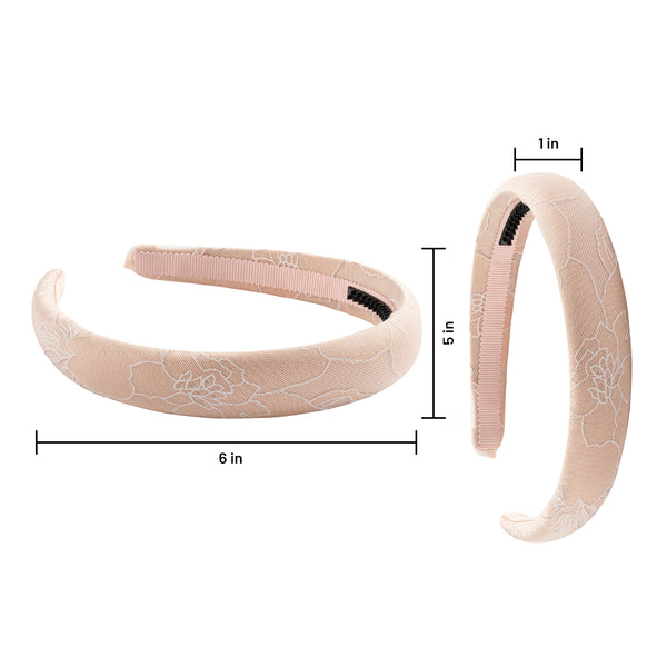 Halo Luxe Cotton Candy Organza Printed Padded Headband - Nude