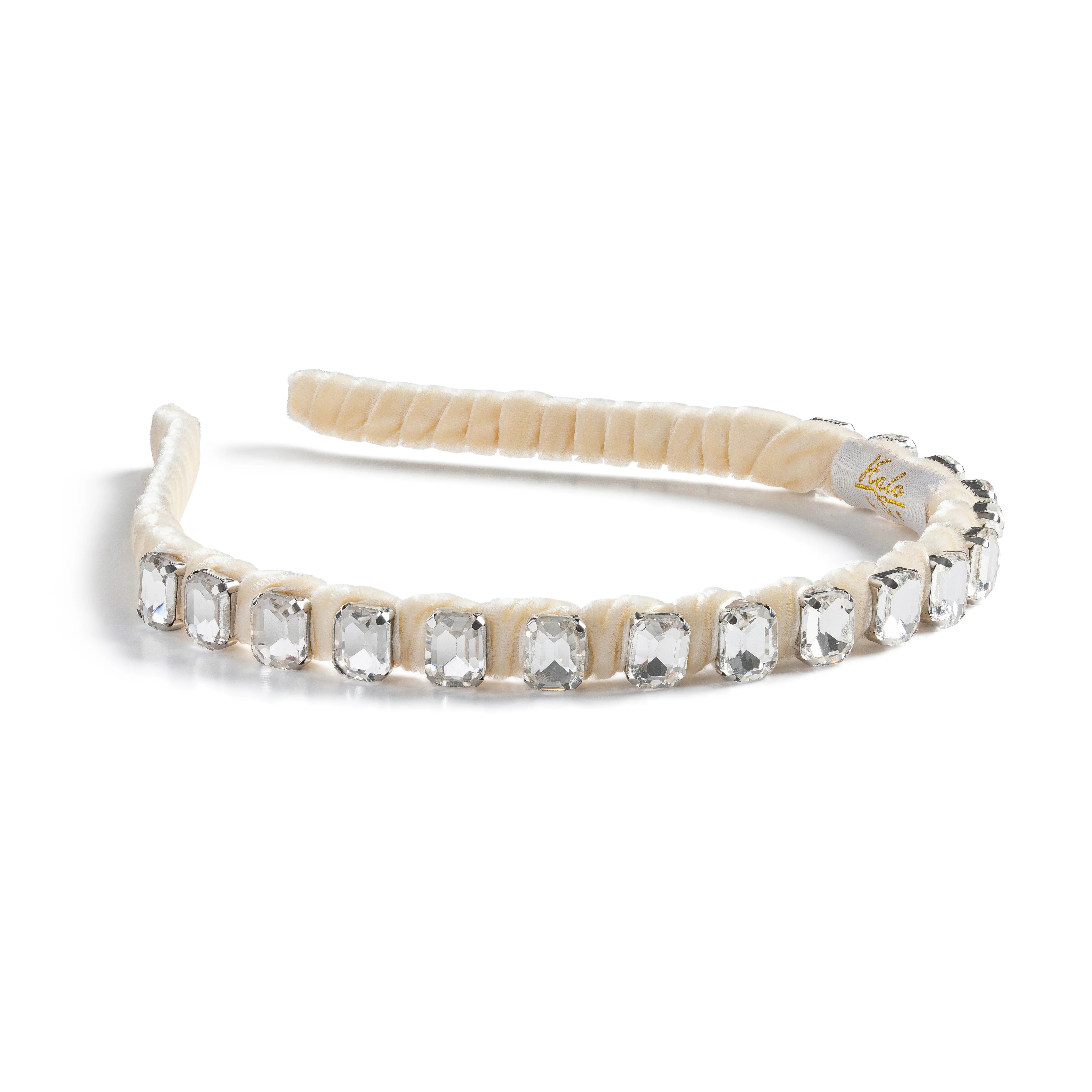 Halo Luxe Crystal Velvet Headband – Ivory