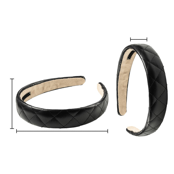 Halo Luxe Ella Quilted Leather Headband - Black