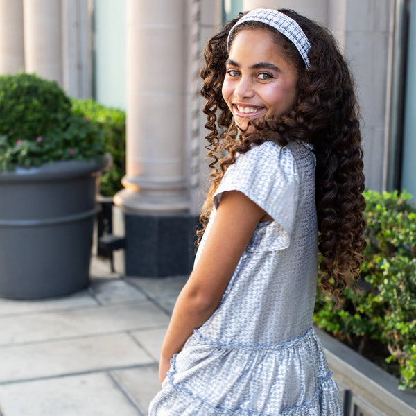 Halo Luxe Estella Tweed Pearl Trimmed Headband - Ivory/Black