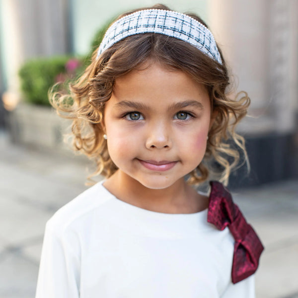 Halo Luxe Estella Tweed Pearl Trimmed Headband - Ivory/Black