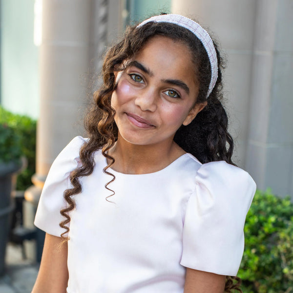 Halo Luxe Estella Tweed Pearl Trimmed Headband - Lavender