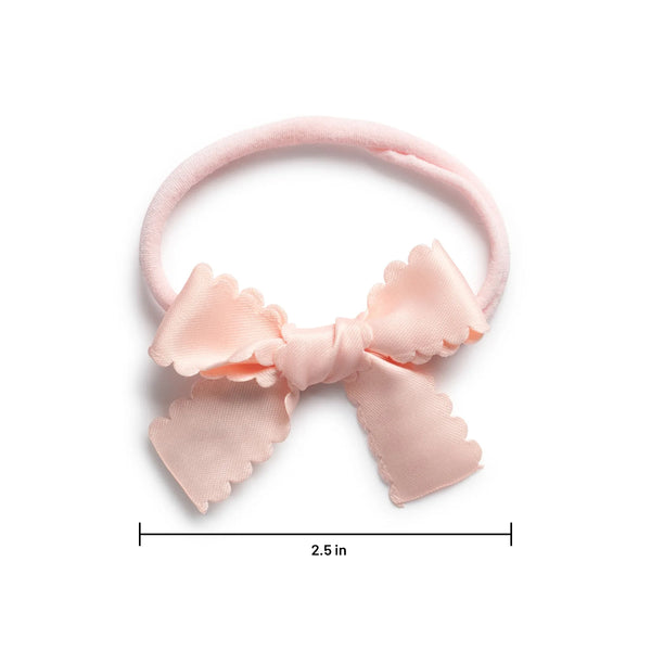 Halo Luxe Gumdrop Scalloped Satin Baby Bow Headband - Ballet Slipper