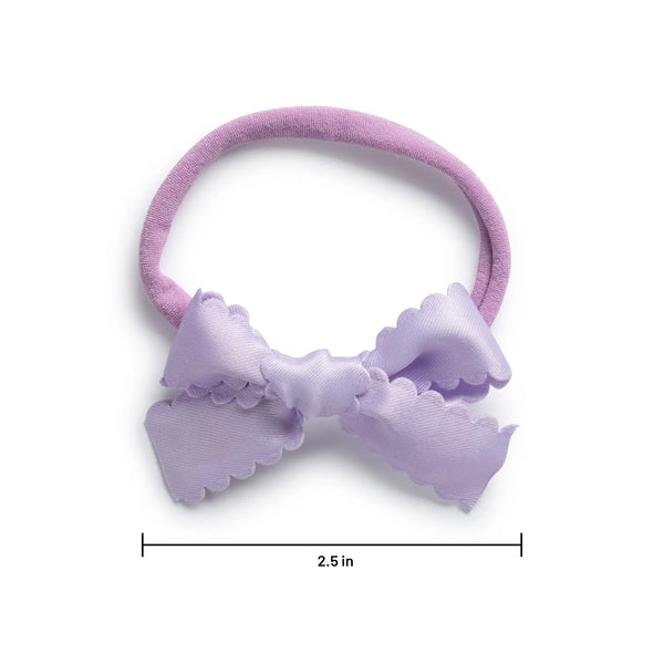 Halo Luxe Gumdrop Scalloped Satin Baby Bow Headband - Lavender