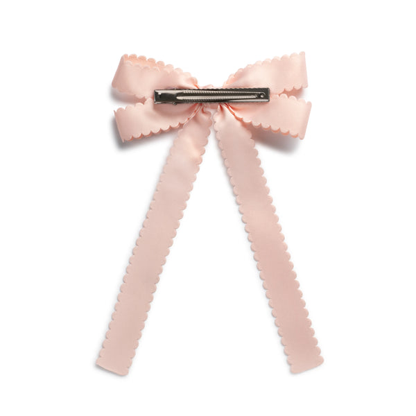 Halo Luxe Gumdrop Scalloped Satin Bow Clip - Ballet Slipper