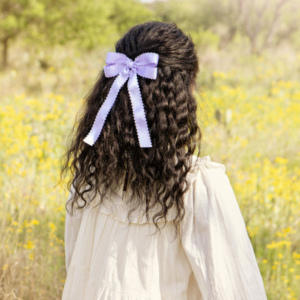 Halo Luxe Gumdrop Scalloped Satin Bow Clip - Lavender