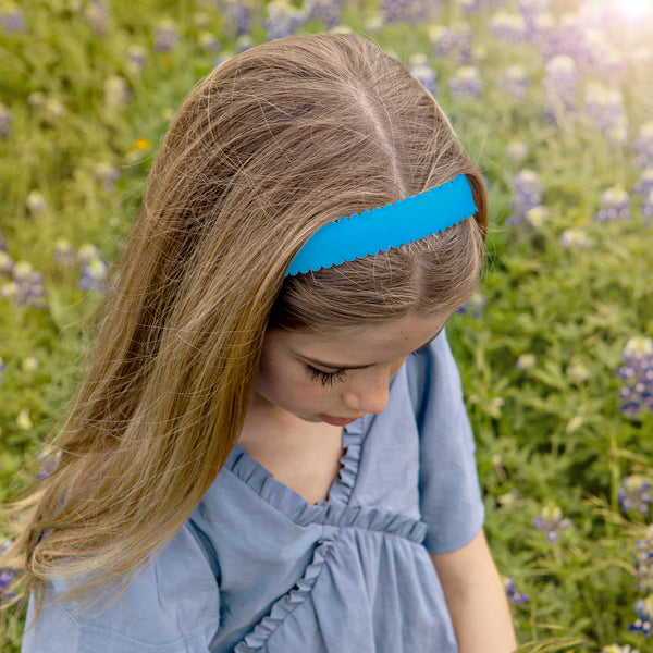 Halo Luxe Gumdrop Scalloped Satin Headband - Cobalt