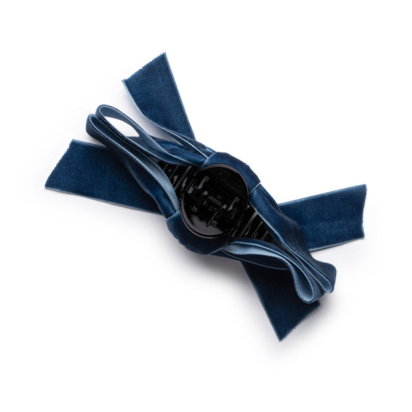 Halo Luxe Laura Velvet Bow Large Claw Clip - Navy