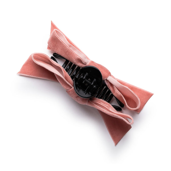 Halo Luxe Laura Velvet Bow Large Claw Clip - Pink