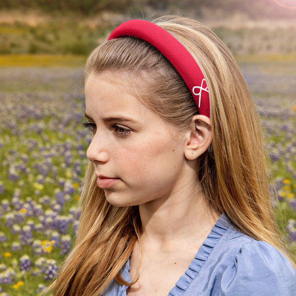 Halo Luxe Marshmallow Signature Bow Logo Padded Headband - Red