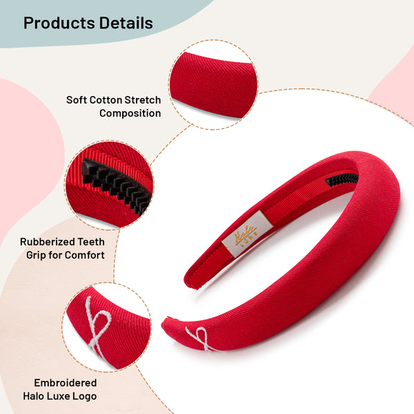 Halo Luxe Marshmallow Signature Bow Logo Padded Headband - Red