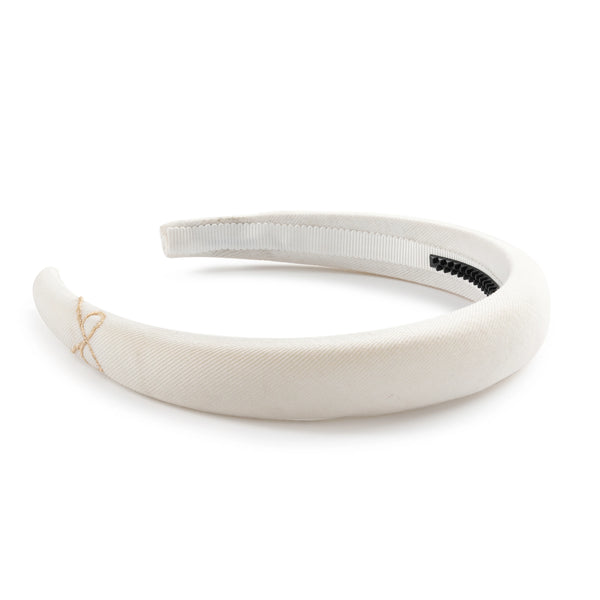 Halo Luxe Marshmallow Signature Bow Logo Padded Headband - White