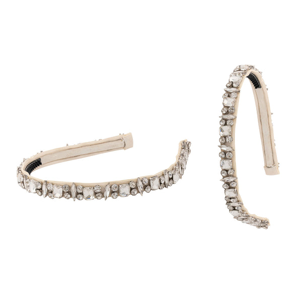 Halo Luxe Rock Candy Rhinestone Embellished Satin Headband - Ivory