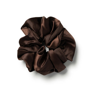 A brown vintage satin scrunchie for girls