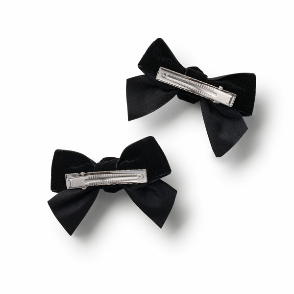 Halo Luxe Rosette Velvet Double Clip Set - Black