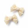 Halo Luxe Rosette Velvet Double Clip Set - Cream