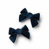 Halo Luxe Rosette Velvet Double Clip Set - Navy