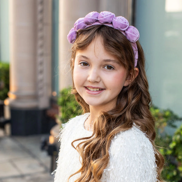 Halo Luxe Rosette Velvet Headband - Lavender