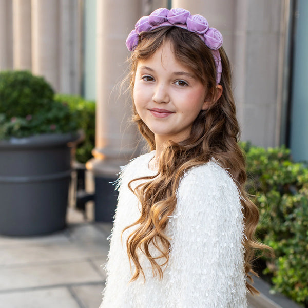 Halo Luxe Rosette Velvet Headband - Lavender