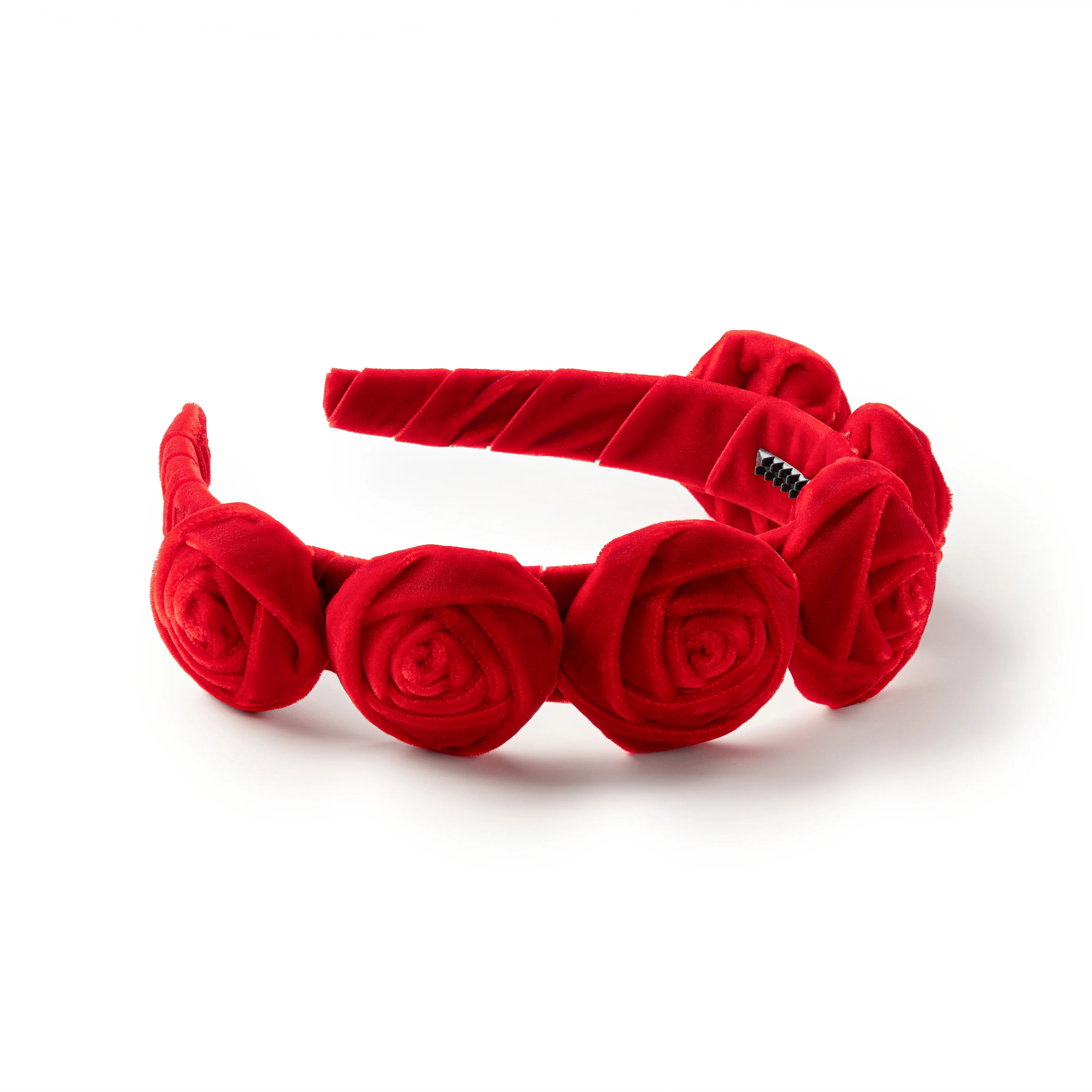 Red Velvet Headband for Girls with Hand-Crafted Rosettes display picture 2