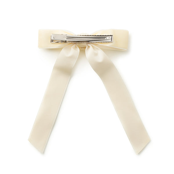 Halo Luxe Rosette Velvet Long Tail Clip - Cream