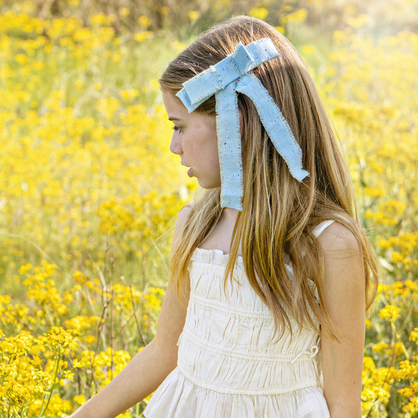 Halo Luxe Sweetie Linen Fringe Bow Clip - Powder Blue