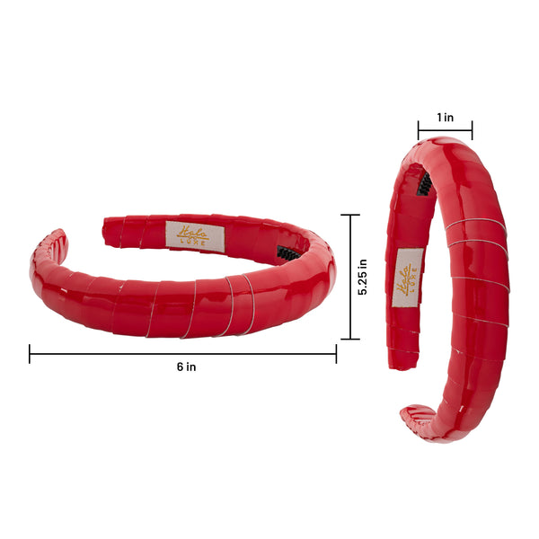 Halo Luxe Taffy Patent Leather Padded Wrapped Headband - Red