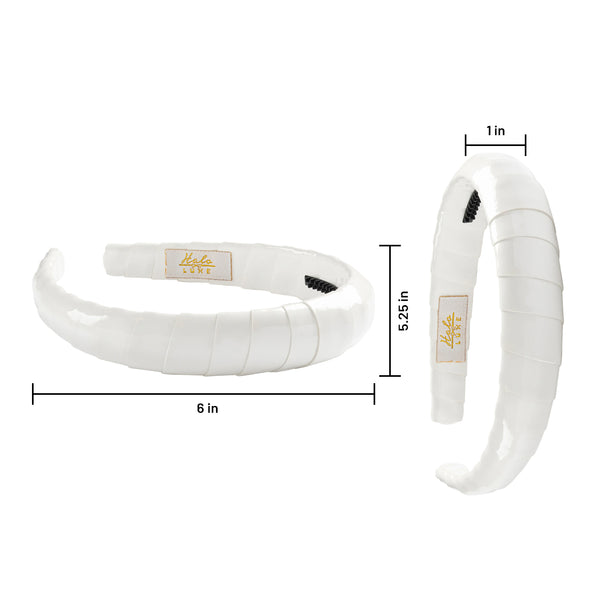 Halo Luxe Taffy Patent Leather Padded Wrapped Headband - White