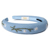 Halo Luxe Felicity Summer Soiree Linen Floral Embroidered Headband - Light Blue / White