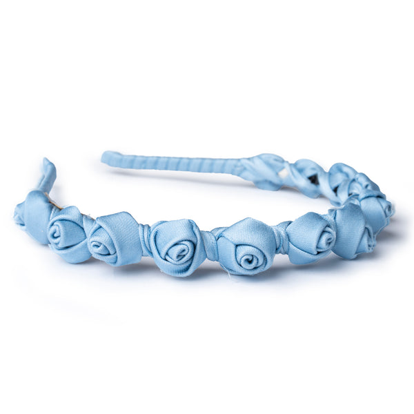 Halo Luxe Darla Rose Satin Headband - Dusty Blue