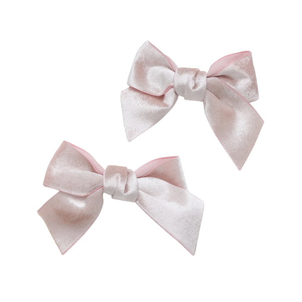 Halo Luxe Heirloom Velvet Sateen Double Clip Set - Ballet Slipper Pink