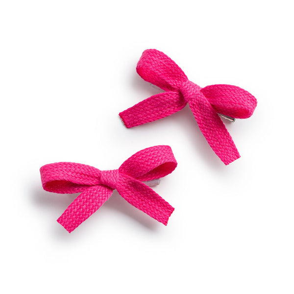 Halo Luxe Hopscotch Twill Double Clip Set - Hot Pink