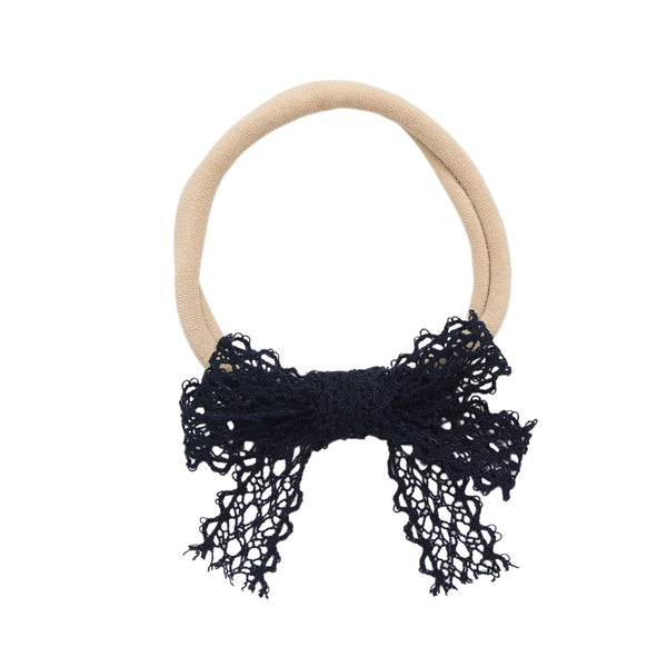 Halo Luxe Ivy Scalloped Lace Baby Headband - Navy