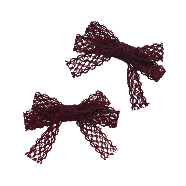 Halo Luxe Ivy Scalloped Lace Double Clip Set - Wine