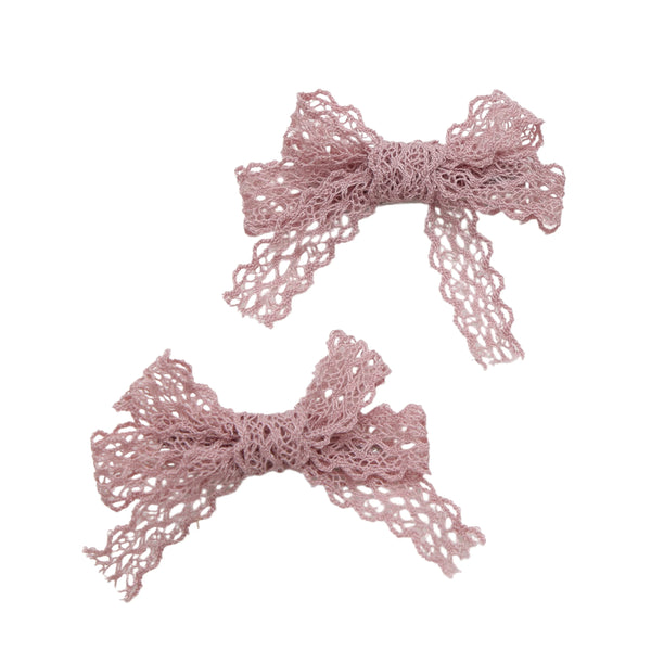 Halo Luxe Ivy Scalloped Lace Double Clip Set - Mauve